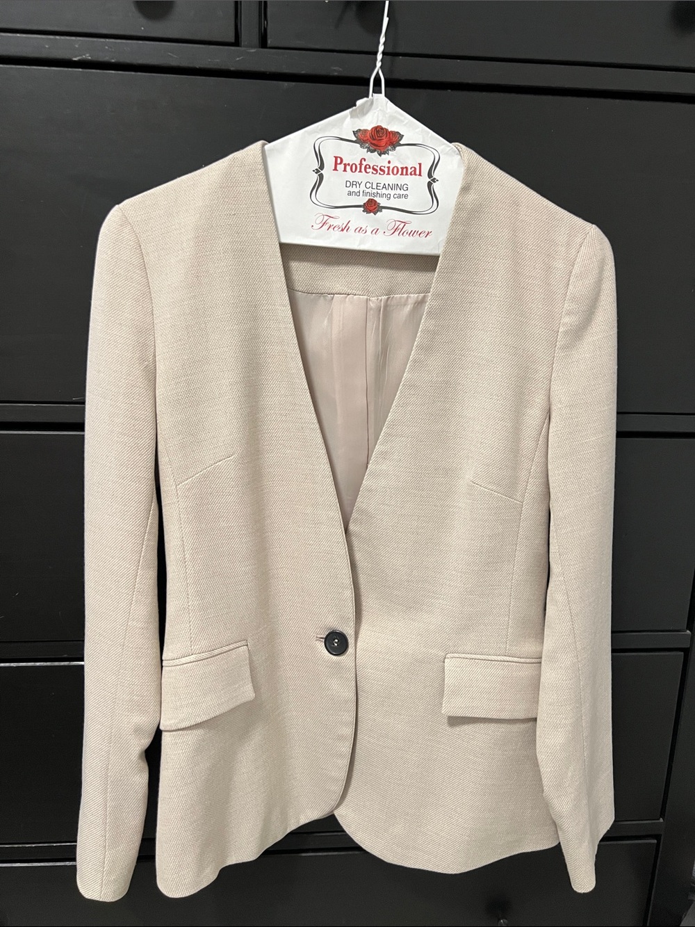 Zara Light Beige Tailored One-Button Blazer